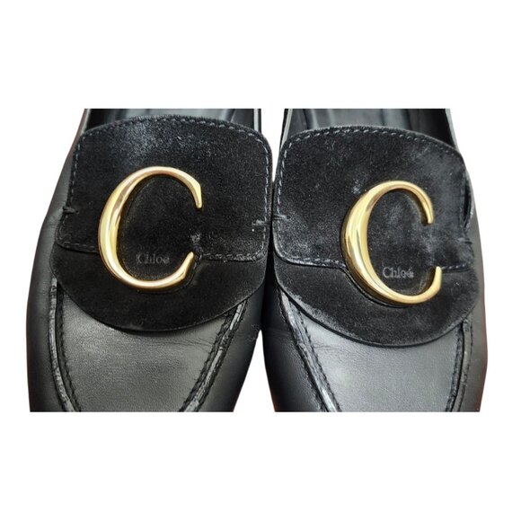 Chloe C Logo Convertible Suede Mule Nubuck Leather Loafers Size EU 42/US 11.5 - Picture 6 of 16